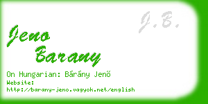 jeno barany business card